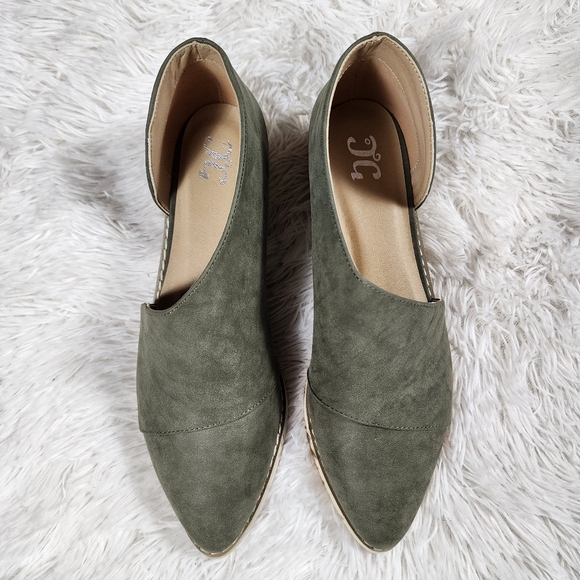NWOB Journee Collection Olive Green D'Orsay Style Flats 10 - Picture 3 of 10